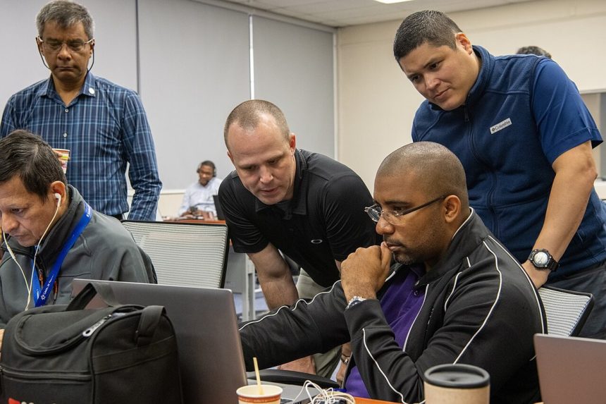Team responding during a cybersecurity exercise