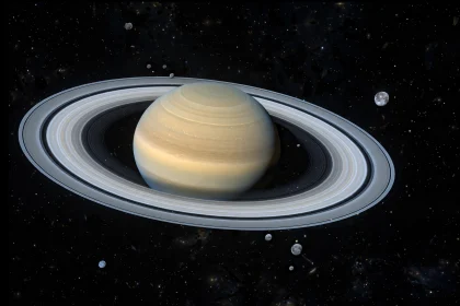 Newsroom style image of Saturn with charts showing a rising moon count